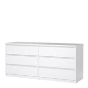 Naia Wide Chest of 6 Drawers (3+3) – White Gloss – image 3