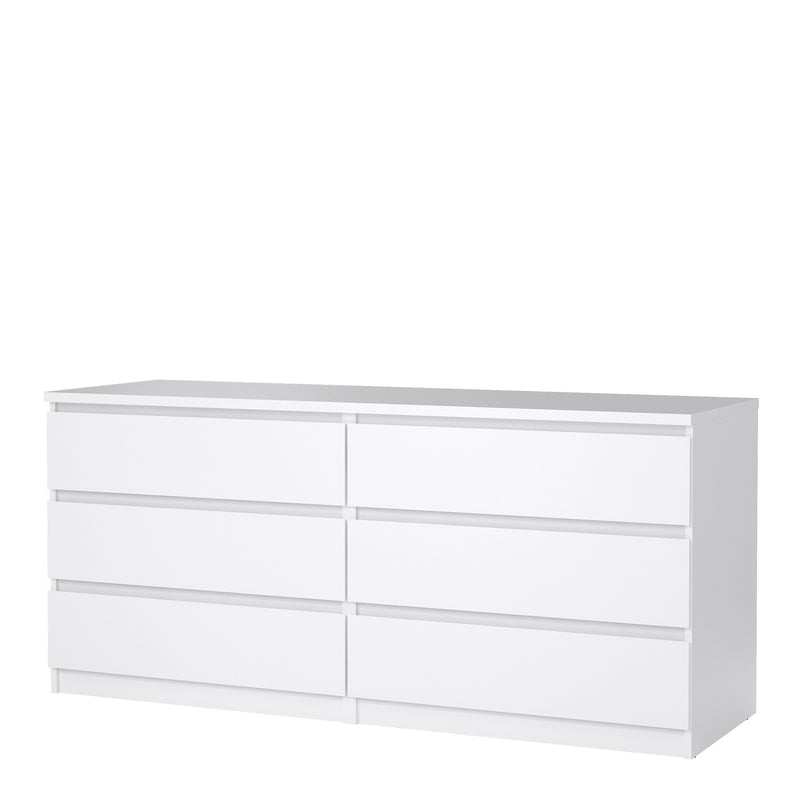 Naia Wide Chest of 6 Drawers (3+3) – White Gloss – image 3