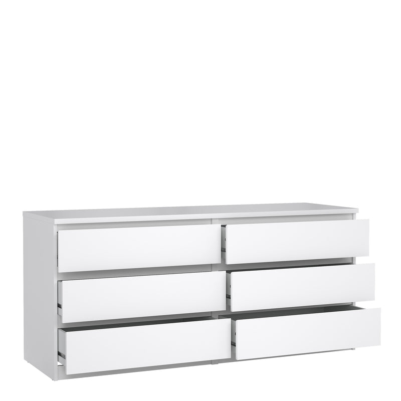 Naia Wide Chest of 6 Drawers (3+3) – White Gloss – image 4