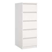 Naia Narrow Chest of 5 Drawers – White – image 1