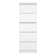 Naia Narrow Chest of 5 Drawers – White – image 2