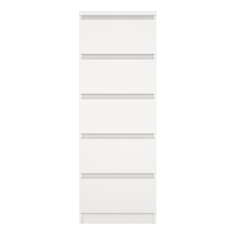 Naia Narrow Chest of 5 Drawers – White – image 2