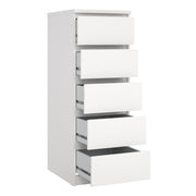 Naia Narrow Chest of 5 Drawers – White – image 4