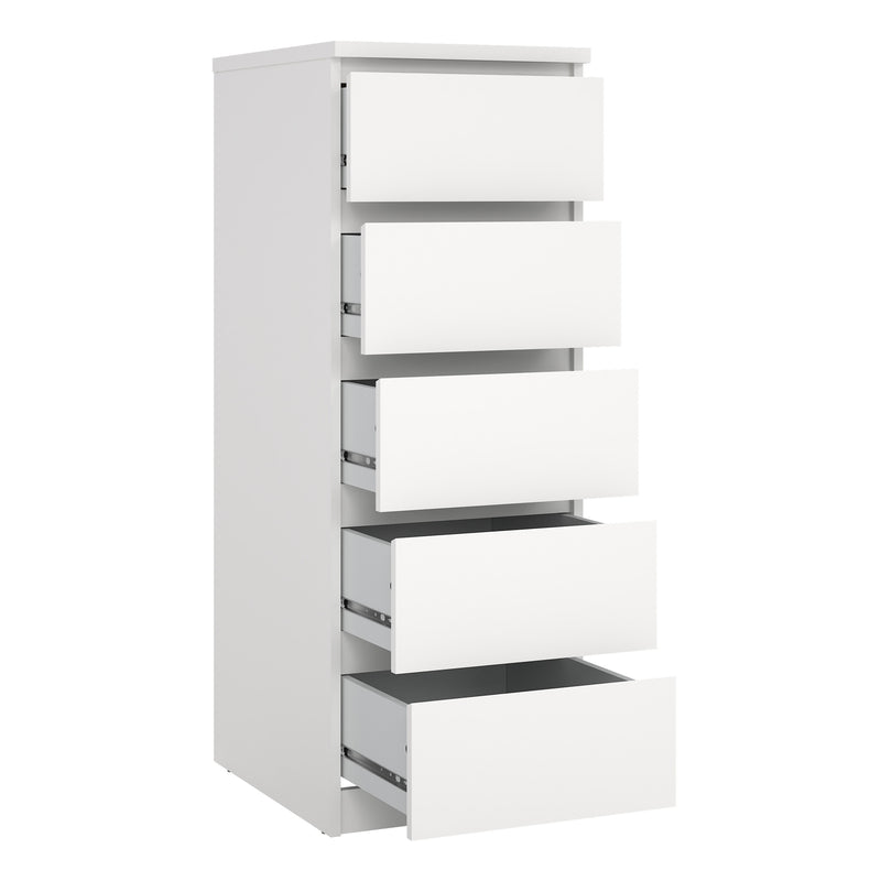 Naia Narrow Chest of 5 Drawers – White – image 4