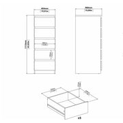 Naia Narrow Chest of 5 Drawers – White – image 8