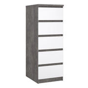 Naia Narrow Chest of 5 Drawers – Concrete Grey – image 1