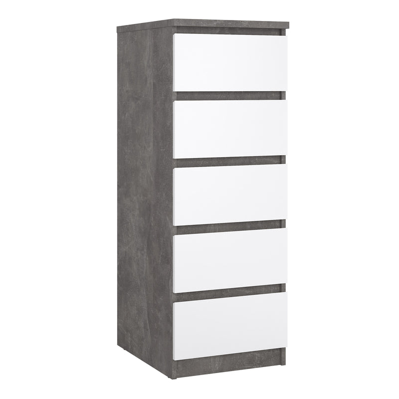 Naia Narrow Chest of 5 Drawers – Concrete Grey – image 1
