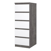 Naia Narrow Chest of 5 Drawers – Concrete Grey – image 3