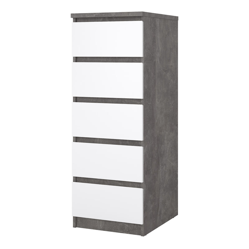 Naia Narrow Chest of 5 Drawers – Concrete Grey – image 3