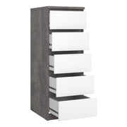 Naia Narrow Chest of 5 Drawers – Concrete Grey – image 4