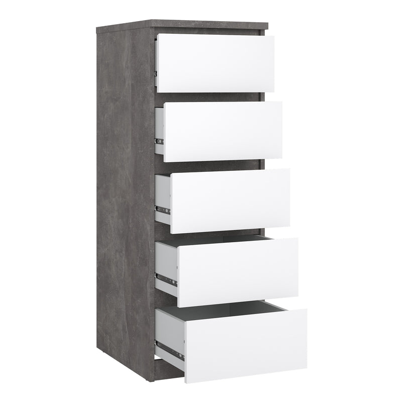 Naia Narrow Chest of 5 Drawers – Concrete Grey – image 4