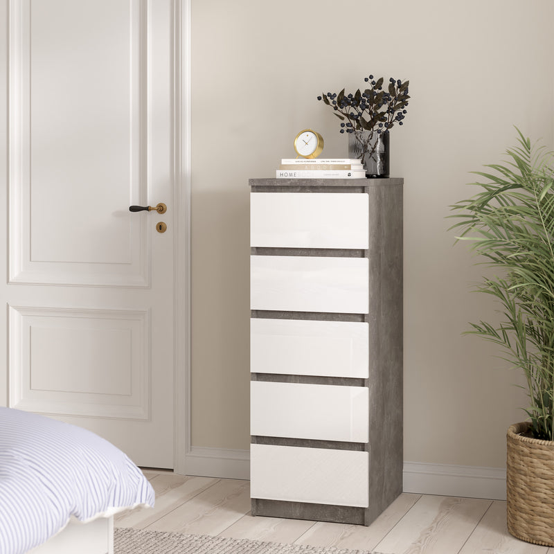 Naia Narrow Chest of 5 Drawers – Concrete Grey – image 5