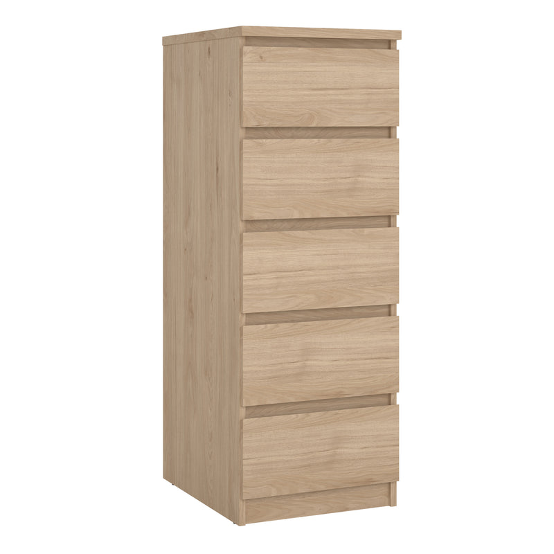 Naia Narrow Chest of 5 Drawers – Hickory Oak – image 1
