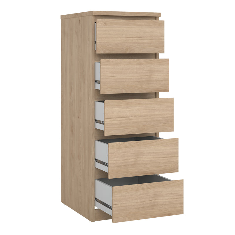 Naia Narrow Chest of 5 Drawers – Hickory Oak – image 4