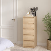 Naia Narrow Chest of 5 Drawers – Hickory Oak – image 5