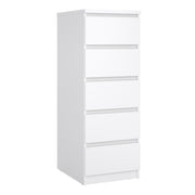 Naia Narrow Chest of 5 Drawers – White Gloss – image 1