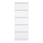 Naia Narrow Chest of 5 Drawers – White Gloss – image 2