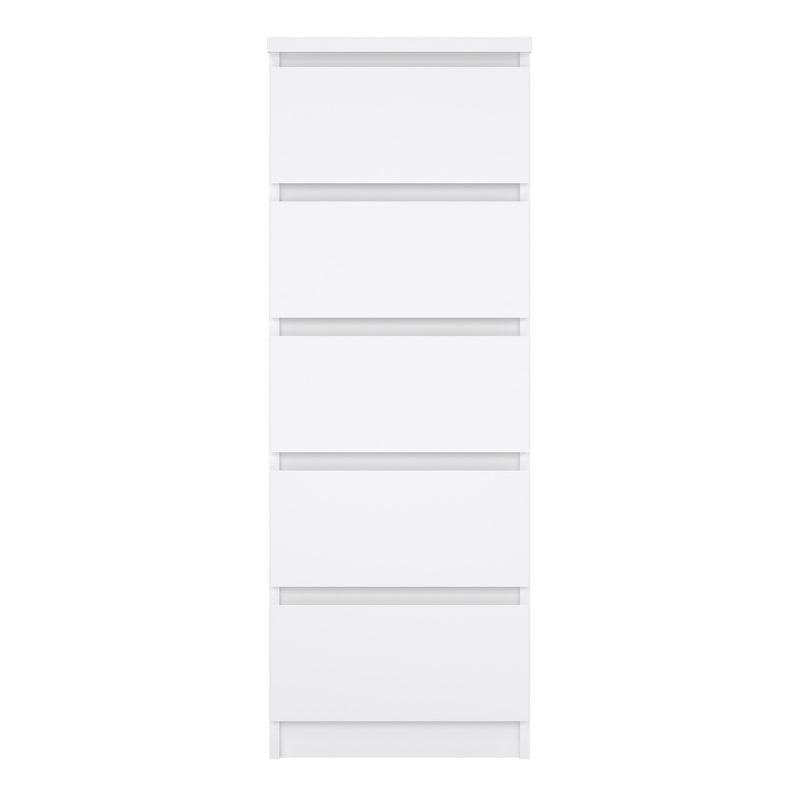 Naia Narrow Chest of 5 Drawers – White Gloss – image 2