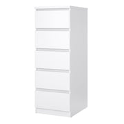 Naia Narrow Chest of 5 Drawers – White Gloss – image 3