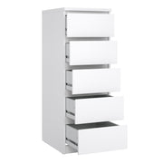Naia Narrow Chest of 5 Drawers – White Gloss – image 4