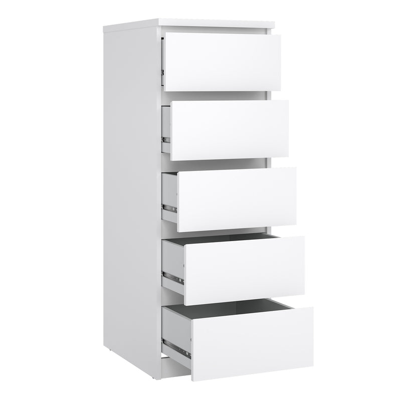 Naia Narrow Chest of 5 Drawers – White Gloss – image 4