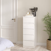Naia Narrow Chest of 5 Drawers – White Gloss – image 5