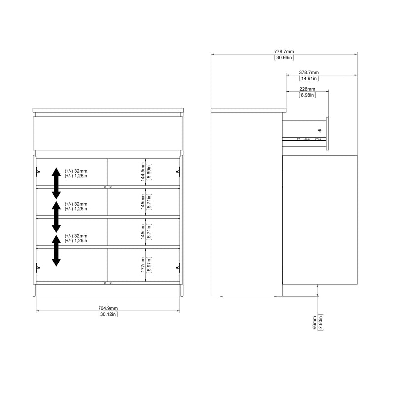 Naia Sideboard - 1 Drawer 2 Doors – White Gloss – image 10