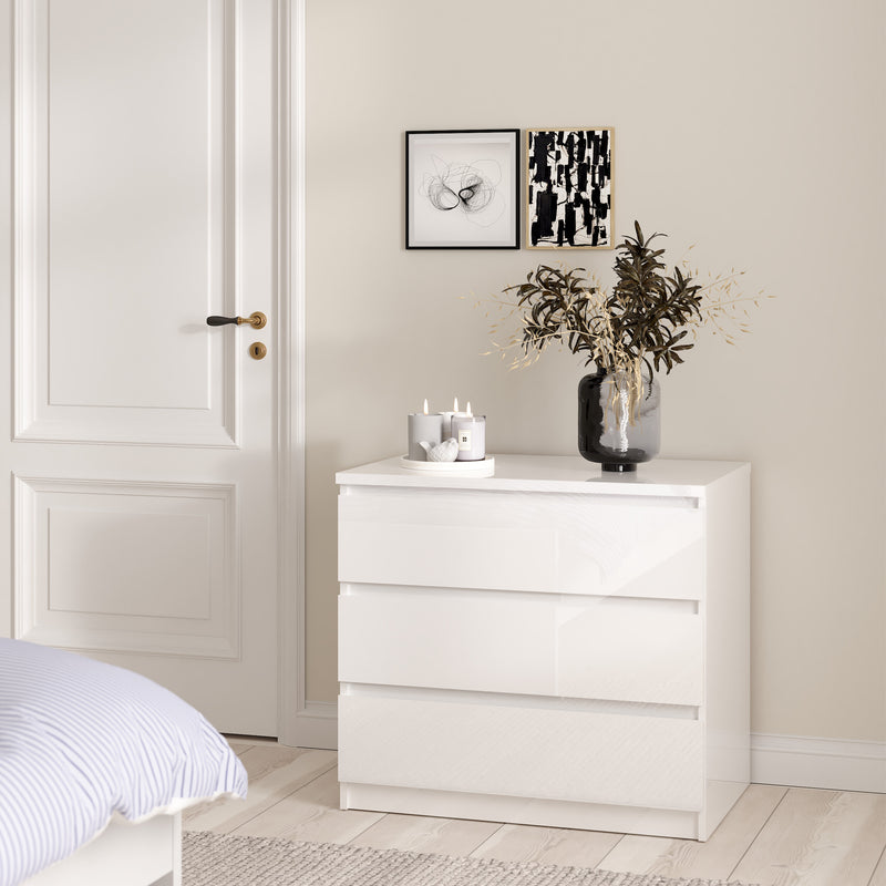 Naia Chest of 3 Drawers – White Gloss – image 5
