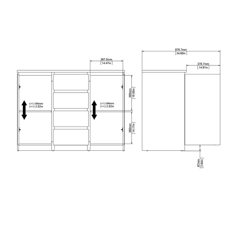 Naia Sideboard 4 Drawers 2 Doors in Jackson – White Gloss – image 9