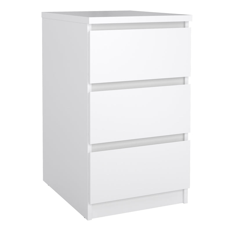 Naia Bedside 3 Drawers – White Gloss – image 1