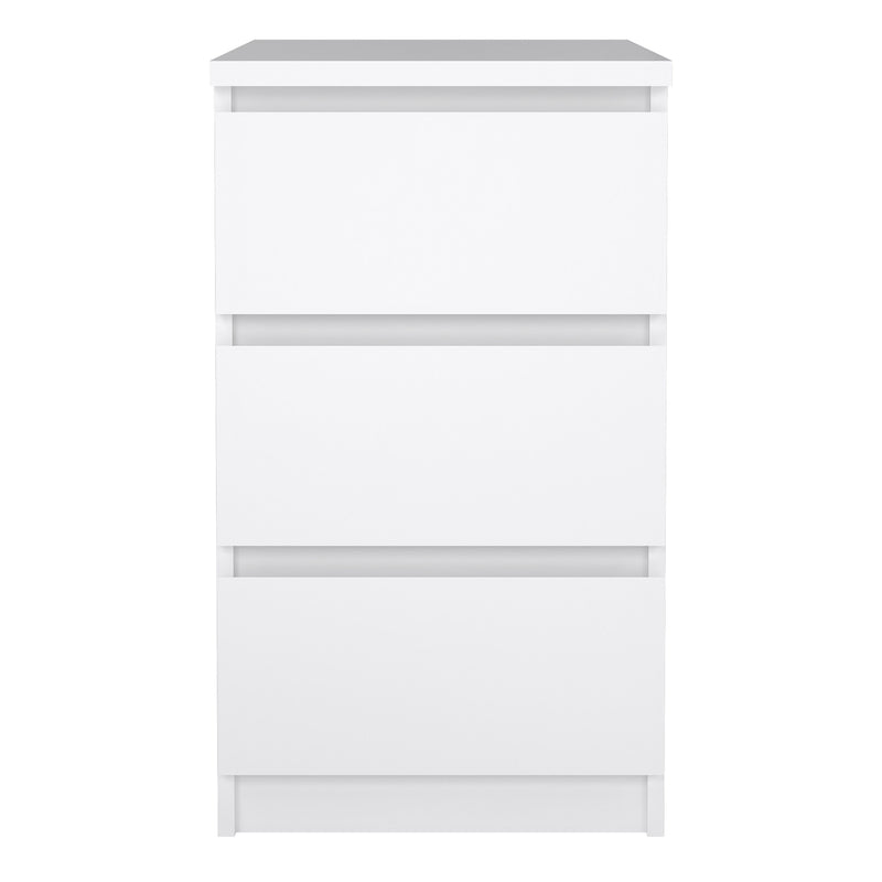 Naia Bedside 3 Drawers – White Gloss – image 2