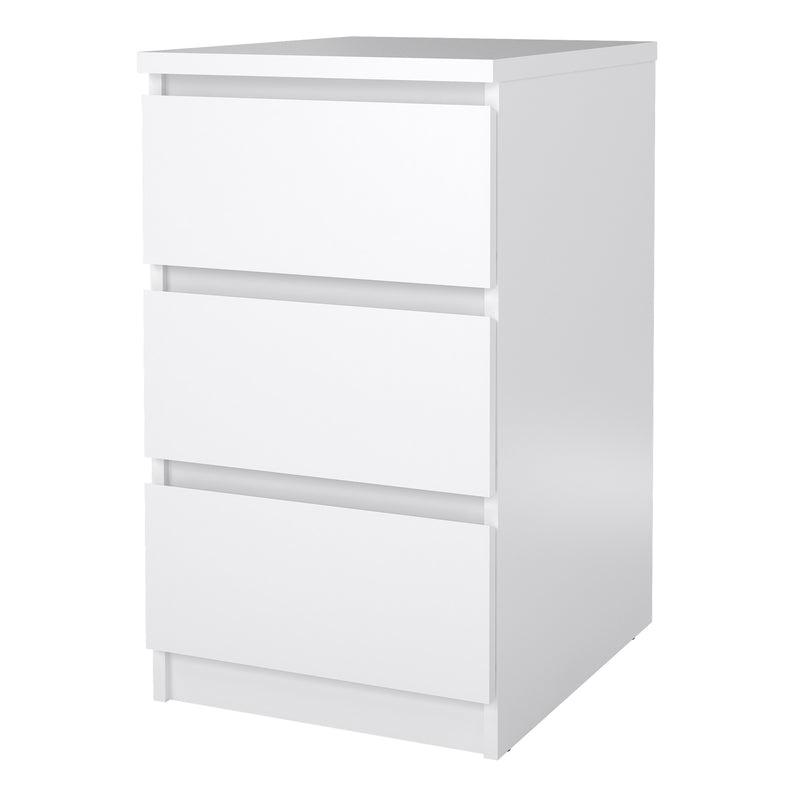 Naia Bedside 3 Drawers – White Gloss – image 3