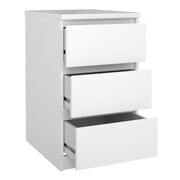 Naia Bedside 3 Drawers – White Gloss – image 4