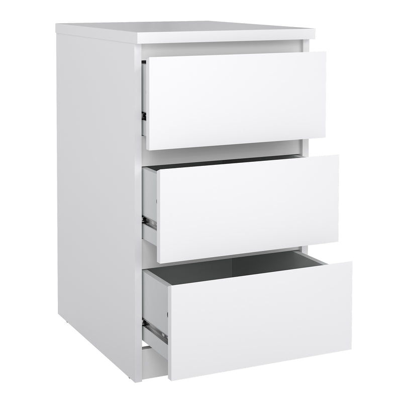 Naia Bedside 3 Drawers – White Gloss – image 4