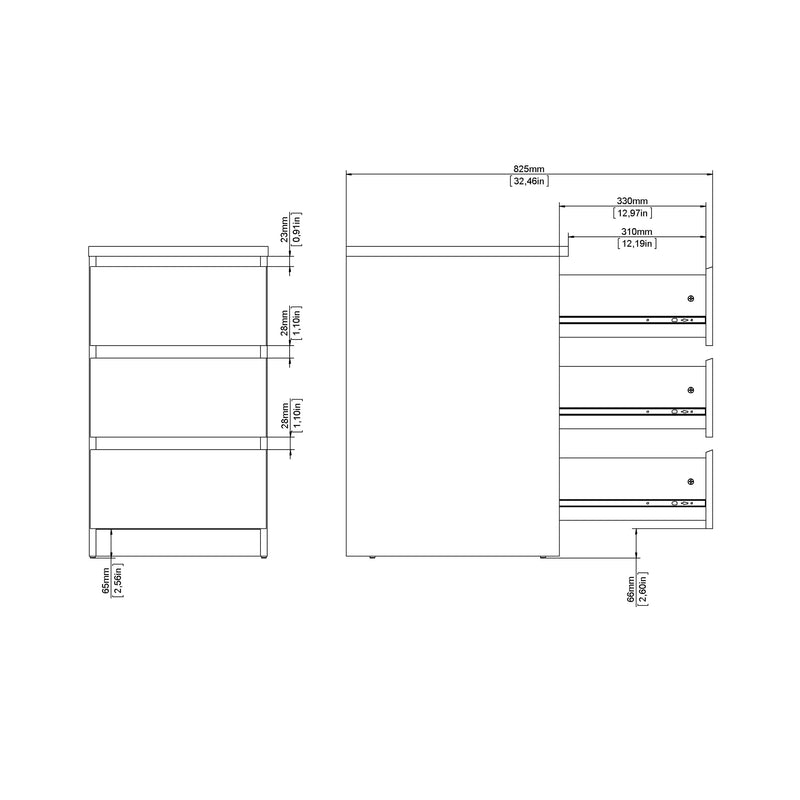Naia Bedside 3 Drawers – White Gloss – image 9