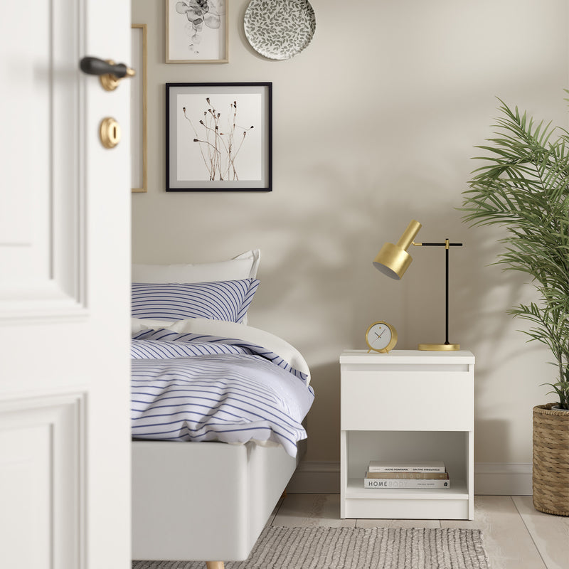 Naia Bedside 1 Drawer 1 Shelf – White – image 5