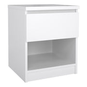 Naia Bedside 1 Drawer 1 Shelf – White Gloss – image 1
