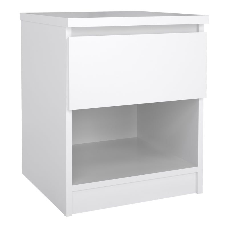 Naia Bedside 1 Drawer 1 Shelf – White Gloss – image 1
