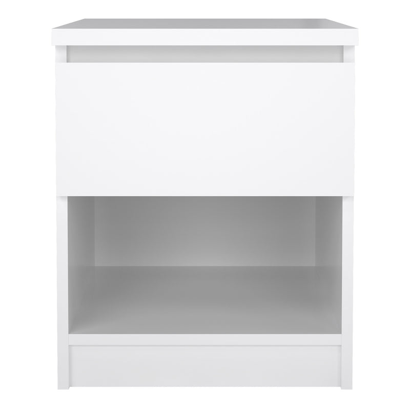Naia Bedside 1 Drawer 1 Shelf – White Gloss – image 2