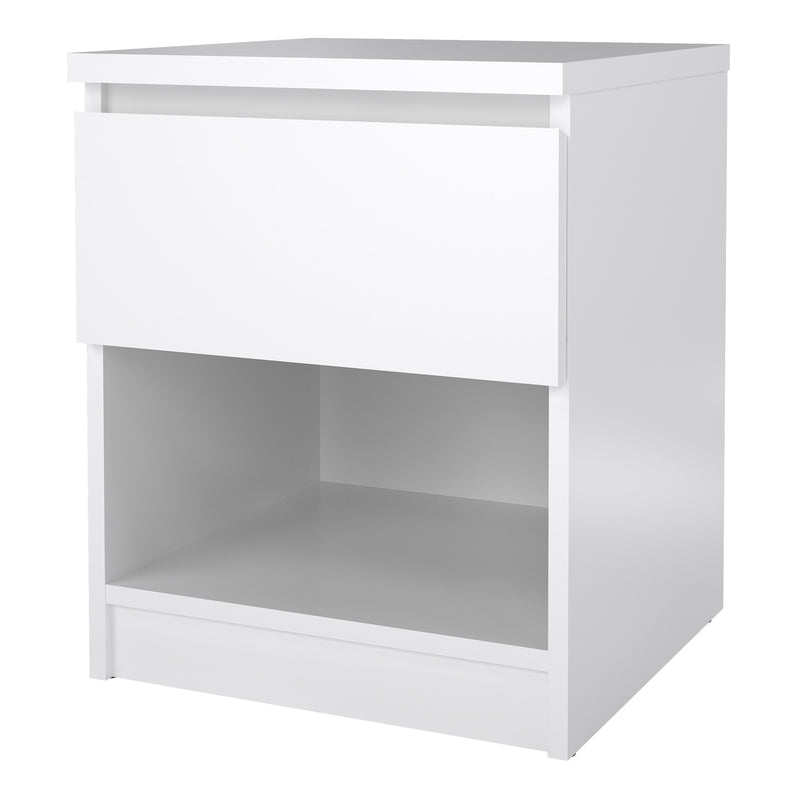 Naia Bedside 1 Drawer 1 Shelf – White Gloss – image 3