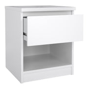 Naia Bedside 1 Drawer 1 Shelf – White Gloss – image 4