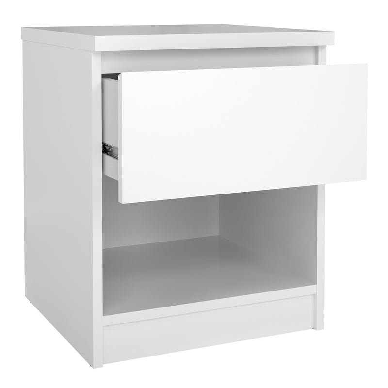 Naia Bedside 1 Drawer 1 Shelf – White Gloss – image 4