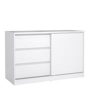 Naia Storage Unit with 1 Sliding Door and 3 Drawers in Jackson – White Gloss – image 1