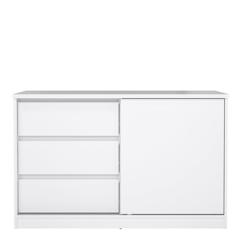 Naia Storage Unit with 1 Sliding Door and 3 Drawers in Jackson – White Gloss – image 2