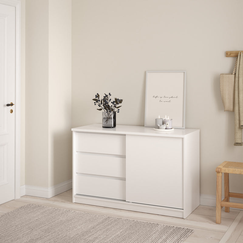 Naia Storage Unit with 1 Sliding Door and 3 Drawers in Jackson – White Gloss – image 5