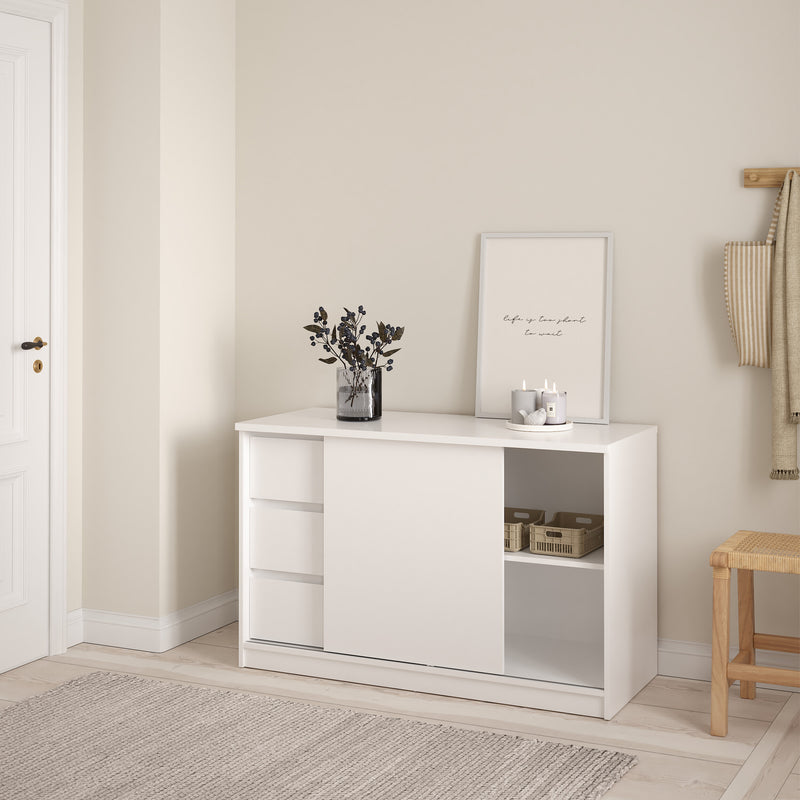 Naia Storage Unit with 1 Sliding Door and 3 Drawers in Jackson – White Gloss – image 6