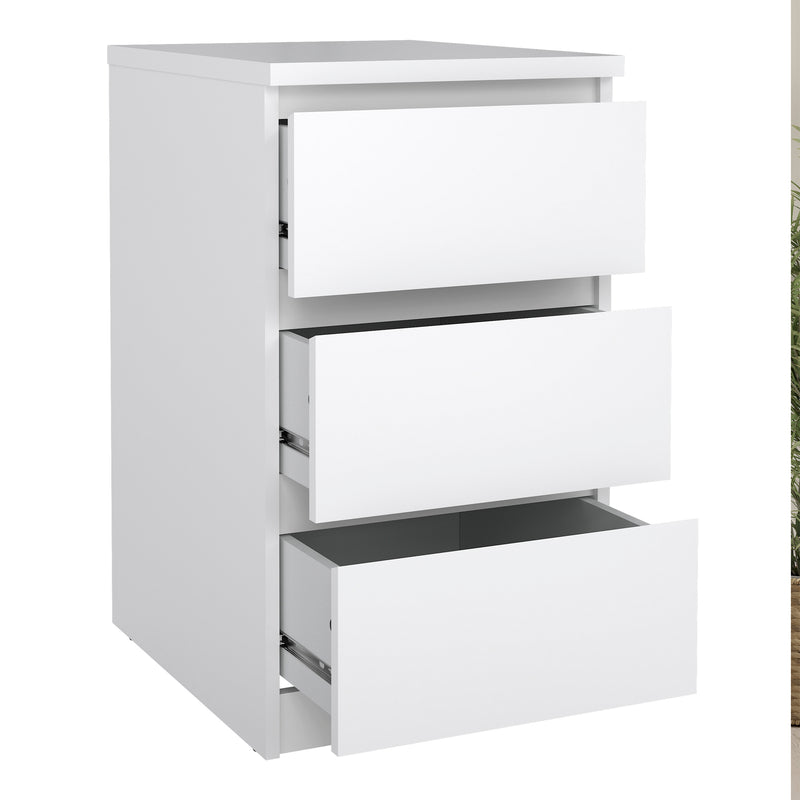 Naia Package - Bedside 3 Drawers + Chest of 5 Drawers + Wardrobe with 2 Doors + 1 Drawer in White High Gloss – image 3