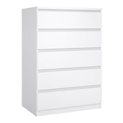 Naia Package - Bedside 3 Drawers + Chest of 5 Drawers + Wardrobe with 2 Doors + 1 Drawer in White High Gloss – image 5