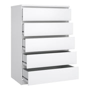 Naia Package - Bedside 3 Drawers + Chest of 5 Drawers + Wardrobe with 2 Doors + 1 Drawer in White High Gloss – image 6