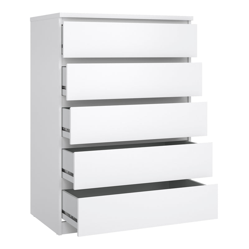 Naia Package - Bedside 3 Drawers + Chest of 5 Drawers + Wardrobe with 2 Doors + 1 Drawer in White High Gloss – image 6
